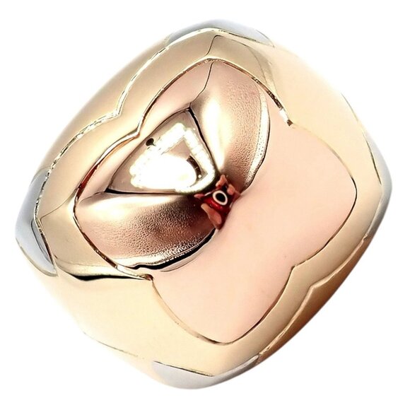 Authentic! Bvlgari Bulgari 18k Yellow White Rose Gold Tricolor Pyramid Ring sz 6 - Picture 3 of 15